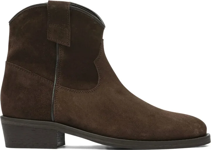 Zip-Detail Suede Cowboy Boots