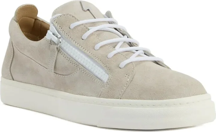 Zip-Detail Suede Low-Top Sneakers - Image 2