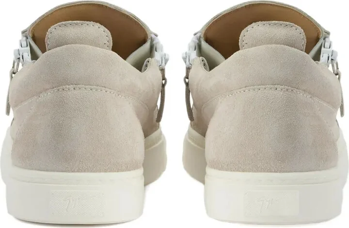 Zip-Detail Suede Low-Top Sneakers - Image 3