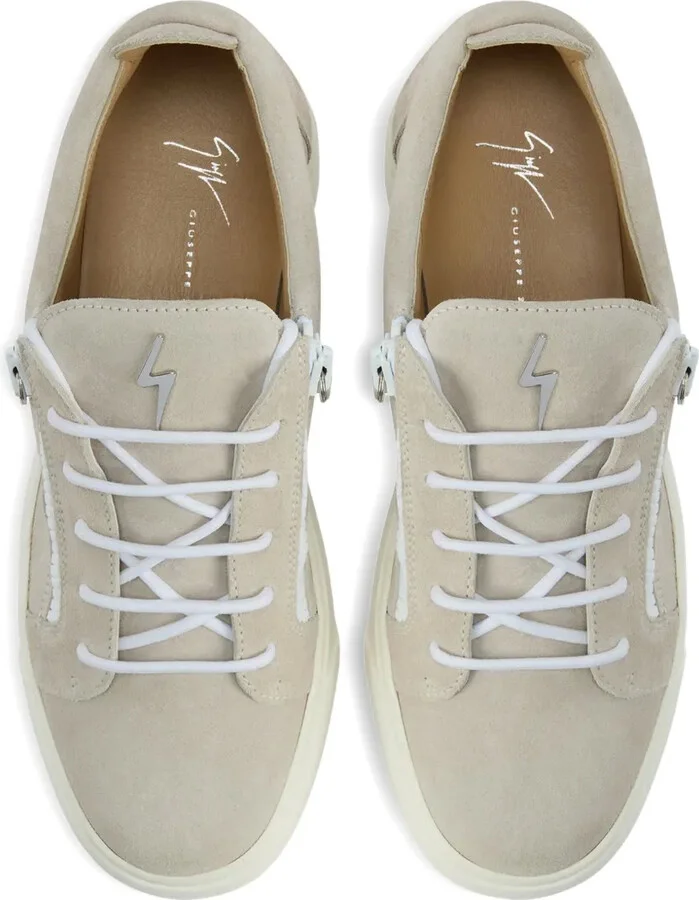 Zip-Detail Suede Low-Top Sneakers - Image 4