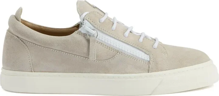 Zip-Detail Suede Low-Top Sneakers - Image 5