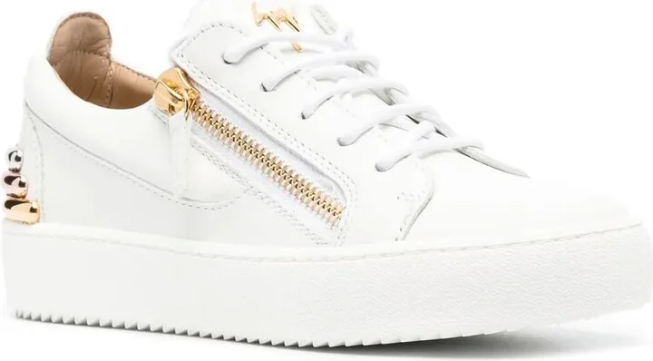 Zip-Details Leather Sneakers - Image 2