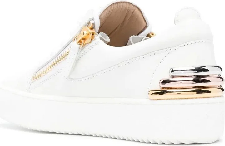 Zip-Details Leather Sneakers - Image 3