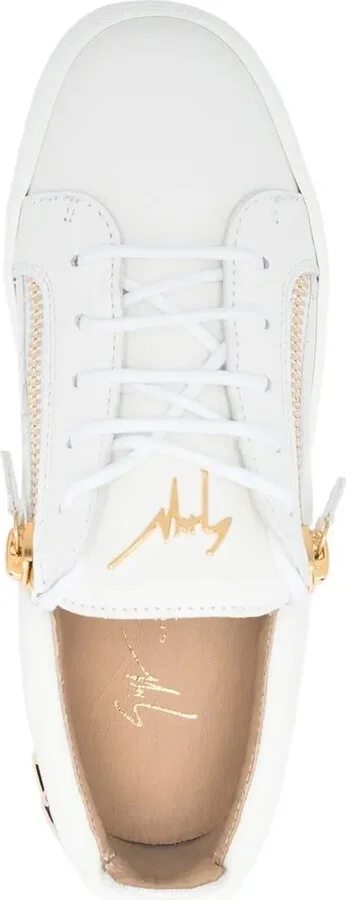 Zip-Details Leather Sneakers - Image 4