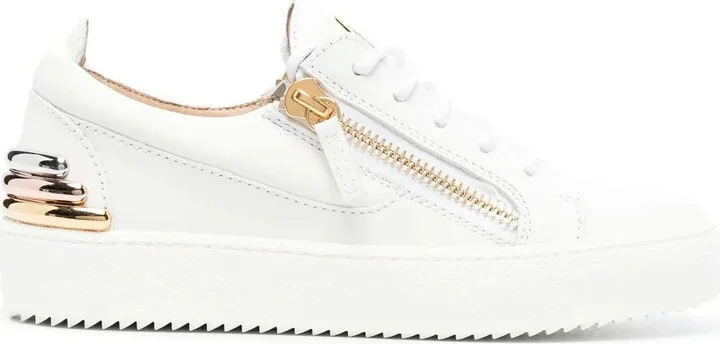 Zip-Details Leather Sneakers