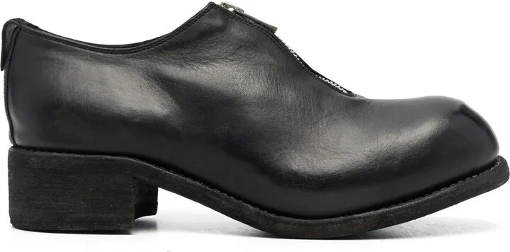 Zip-Front Block-Heel Shoes