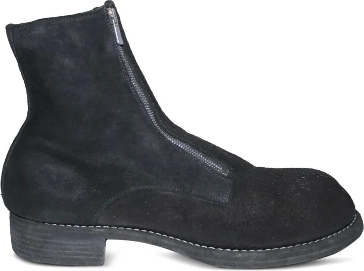 Zip-Front Suede Boots
