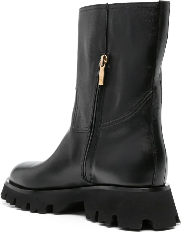 Zip-Up Ankle Leather Boots - Image 3