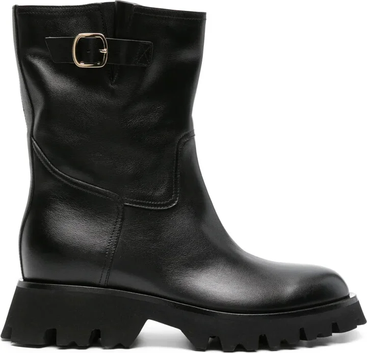Zip-Up Ankle Leather Boots