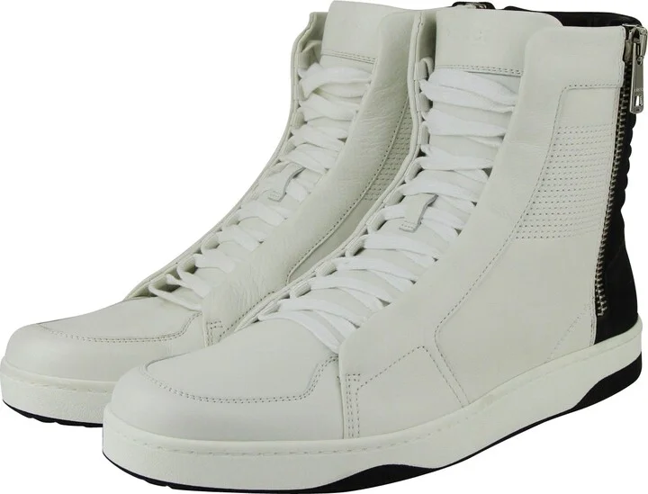 Zip Up Black / White Suede / Leather Hi Top Sneakers 386743 9072 - Image 2