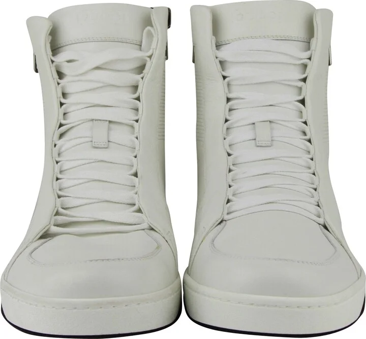 Zip Up Black / White Suede / Leather Hi Top Sneakers 386743 9072 - Image 3