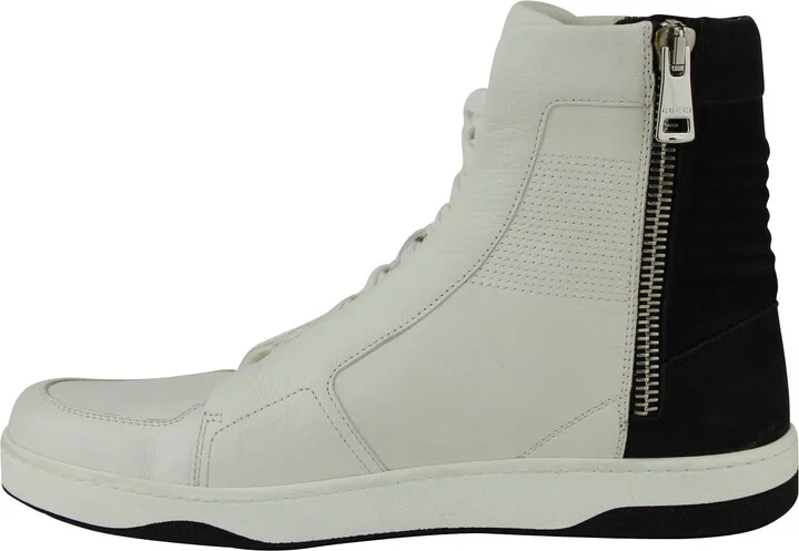 Zip Up Black / White Suede / Leather Hi Top Sneakers 386743 9072 - Image 7