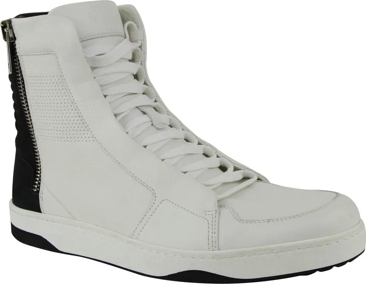 Zip Up Black / White Suede / Leather Hi Top Sneakers 386743 9072