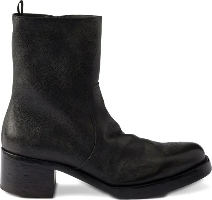 Zipped Block-Heel Boots