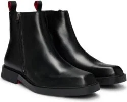 Zipped half boots in leather with signature outsole- Black Men's Boots size 9