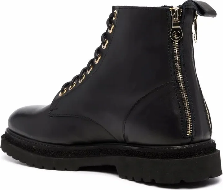 Zipped Lace-Up Leather Boots - Image 3