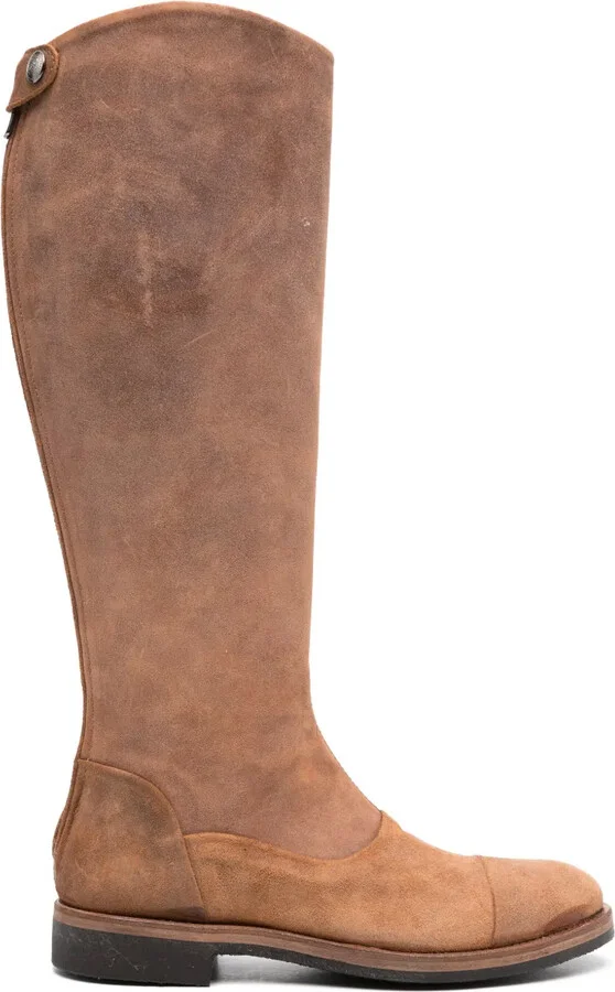 Zipped Leather Knee-Length Boots