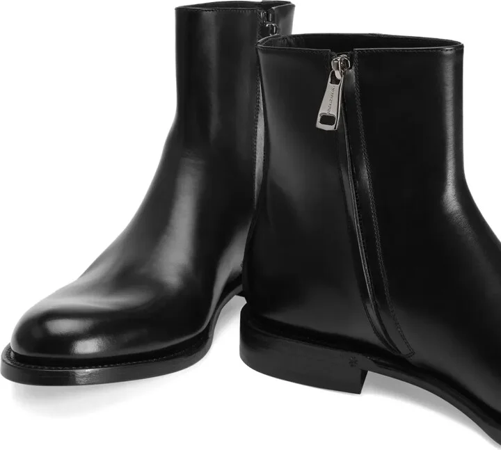 Zippered Leather Ankle Boots - Image 3