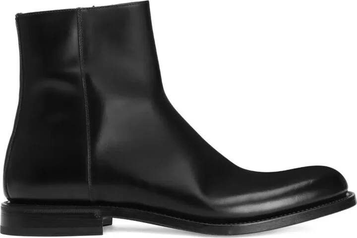 Zippered Leather Ankle Boots