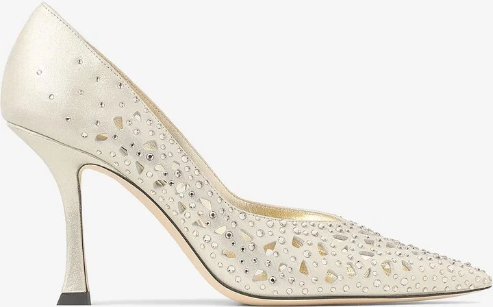 Ziri 90 Openwork Shimmer Suede Pumps
