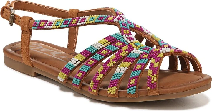 ZODIAC Womens Misha Bead Strappy Flat Sandal Rainbow Multi 5 M