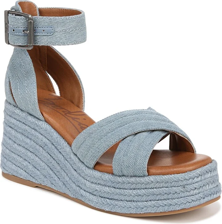 ZODIAC Womens Naomi Wedge Ankle Strap Sandal Blue 9.5 M