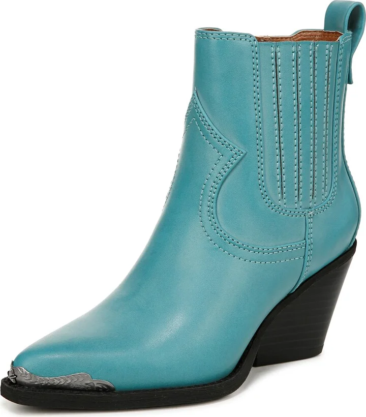 ZODIAC Womens Raylin Toe Cap Western Cowgirl Ankle Bootie Turquoise 6.5 M