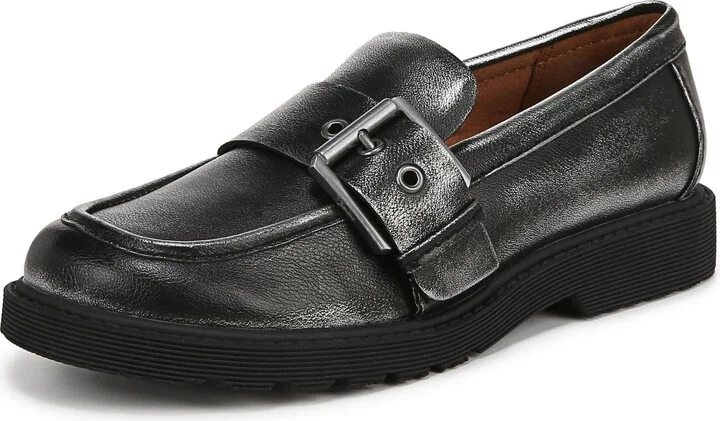 ZODIAC Womens Renee Slip On Buckle Loafer Black/Silver 7.5 M