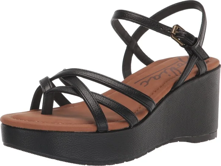 ZODIAC Womens Rita Strappy Wedge Sandal Black 8.5 M