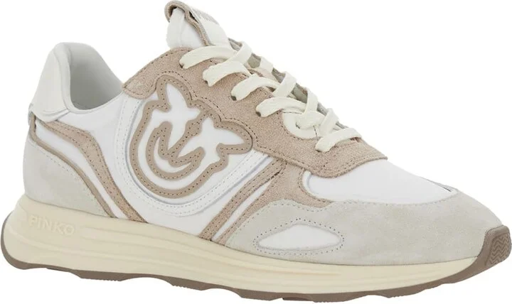 'zoe' Beige Low-top Sneaker With Love Birds Diamond Cut Logo In Suede And Tech Fabric Woman - Image 2