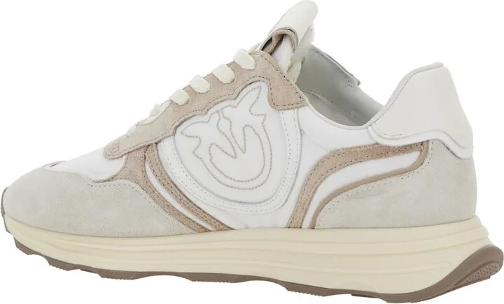 'zoe' Beige Low-top Sneaker With Love Birds Diamond Cut Logo In Suede And Tech Fabric Woman - Image 3