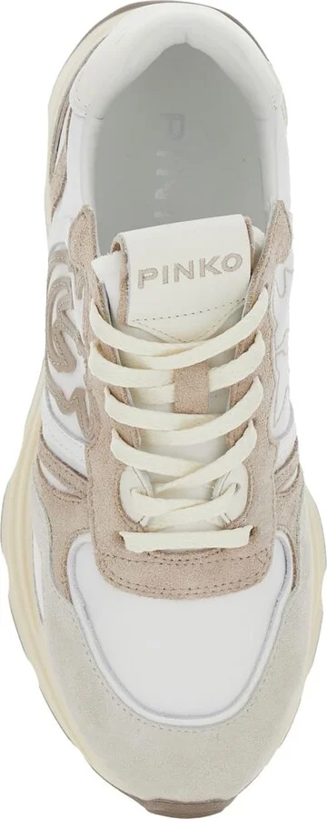 'zoe' Beige Low-top Sneaker With Love Birds Diamond Cut Logo In Suede And Tech Fabric Woman - Image 4