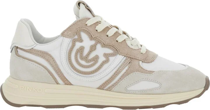 'Zoe' Beige Low-Top Sneaker With Love Birds Diamond Cut Logo In Suede And Tech Fabric Woman