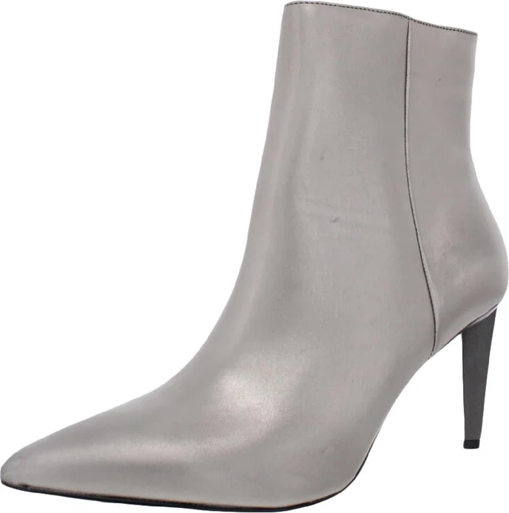 Zoe Womens Faux Leather Pointed Toe Ankle Boots