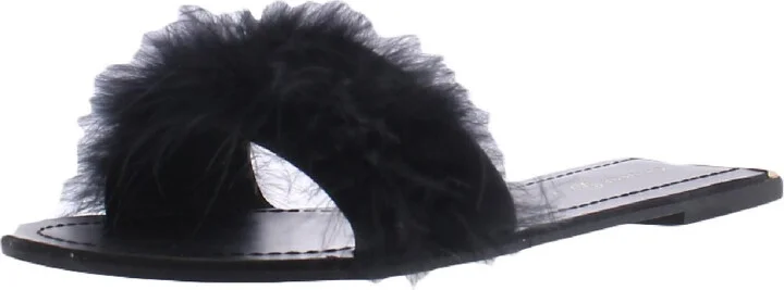 Zoey Womens Feathers Slip-On Pool Slides