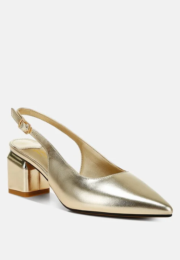 Zofoya Metallic Faux Leather Slingback Sandals - Image 2