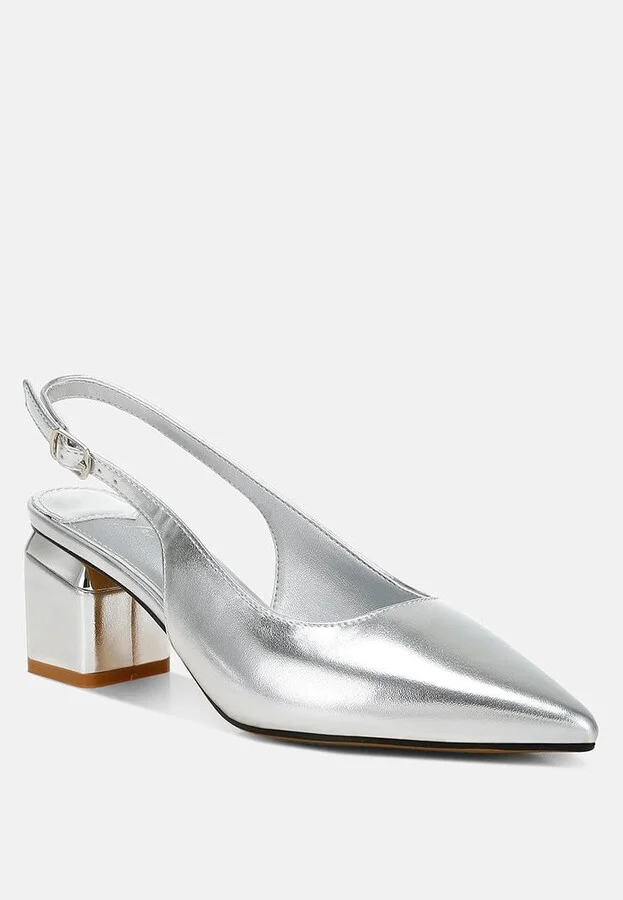 Zofoya Metallic Faux Leather Slingback Sandals - Image 5