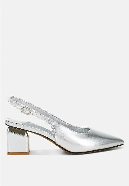 Zofoya Metallic Faux Leather Slingback Sandals Women