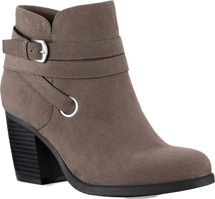 Zolaa Womens Faux Suede Block Heel Ankle Boots