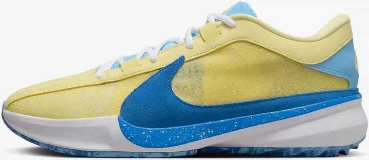 Zoom Freak 5 DX4985-700 Sneaker Men's Yellow Blue Basketball Shoes TF5885 (Yellow,10)