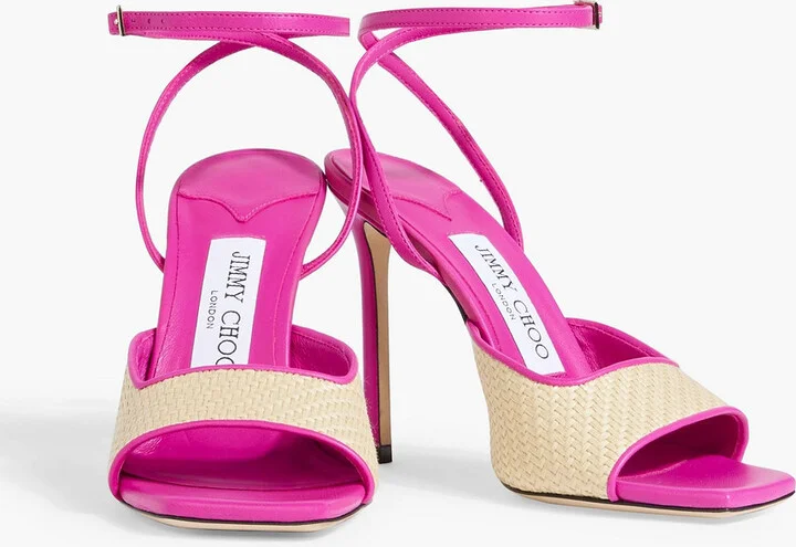 Zula 100 leather-trimmed raffia sandals - Image 2