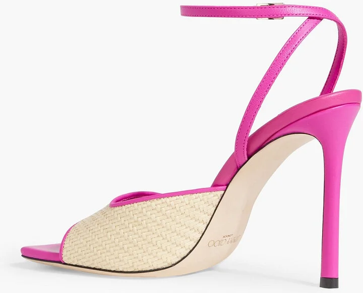 Zula 100 leather-trimmed raffia sandals - Image 3