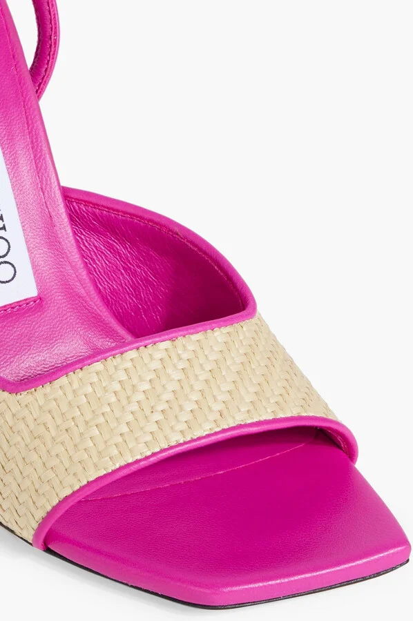 Zula 100 leather-trimmed raffia sandals - Image 4
