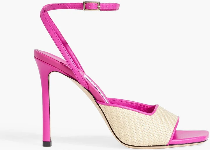 Zula 100 leather-trimmed raffia sandals