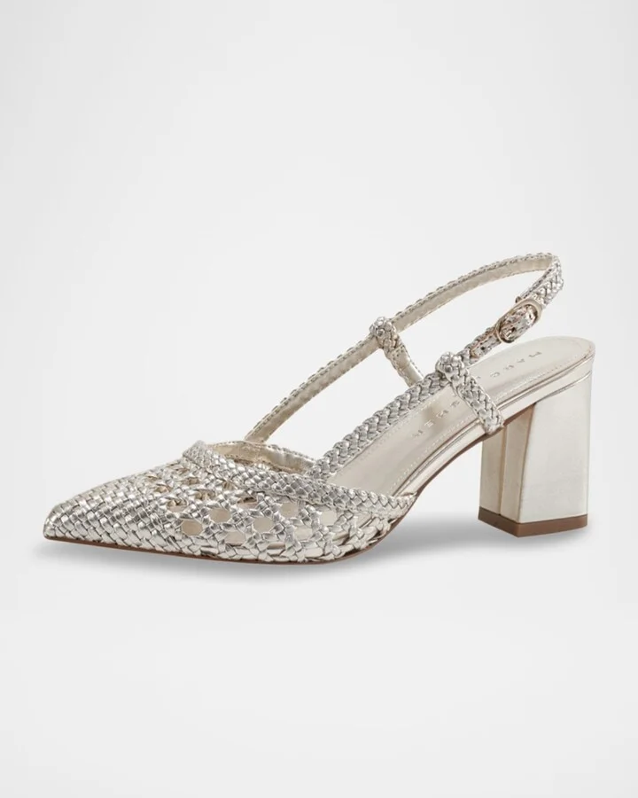Zunnie Woven Leather Slingback Pumps - Image 2