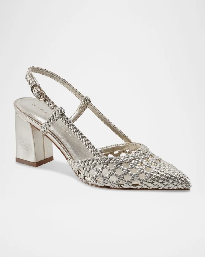 Zunnie Woven Leather Slingback Pumps - Image 3