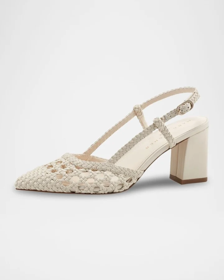 Zunnie Woven Leather Slingback Pumps - Image 7