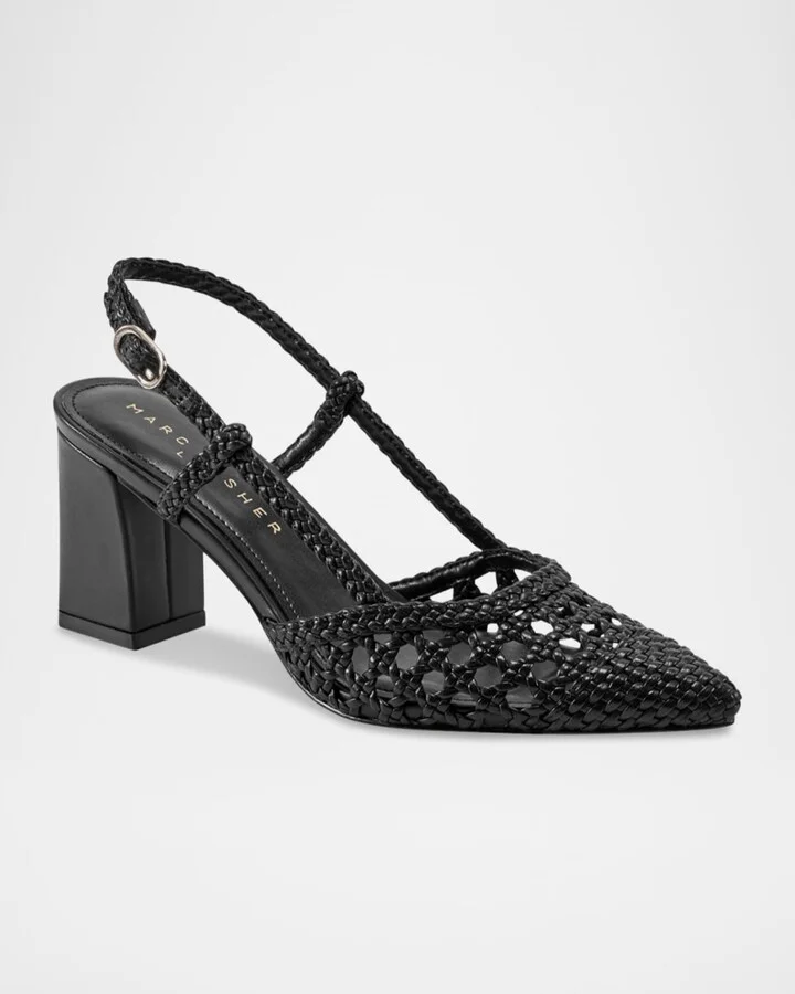 Zunnie Woven Leather Slingback Pumps - Image 8