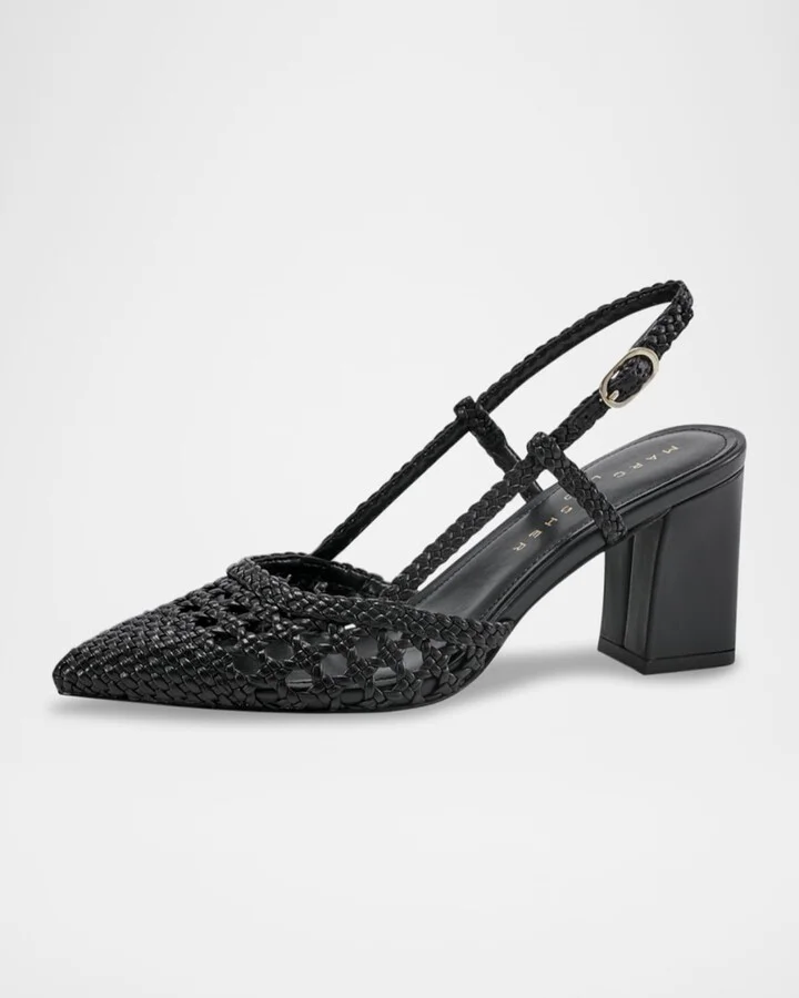 Zunnie Woven Leather Slingback Pumps - Image 9