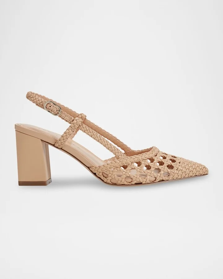 Beige Woven Leather
